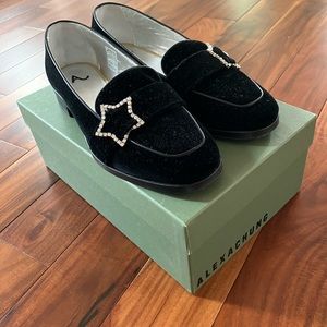 Alexa Chung velvet leather loafer with rhinestone star